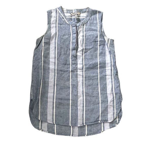 ELLEN TRACY Linen Sleeveless Blouse Striped
Blue White M - Picture 3 of 8